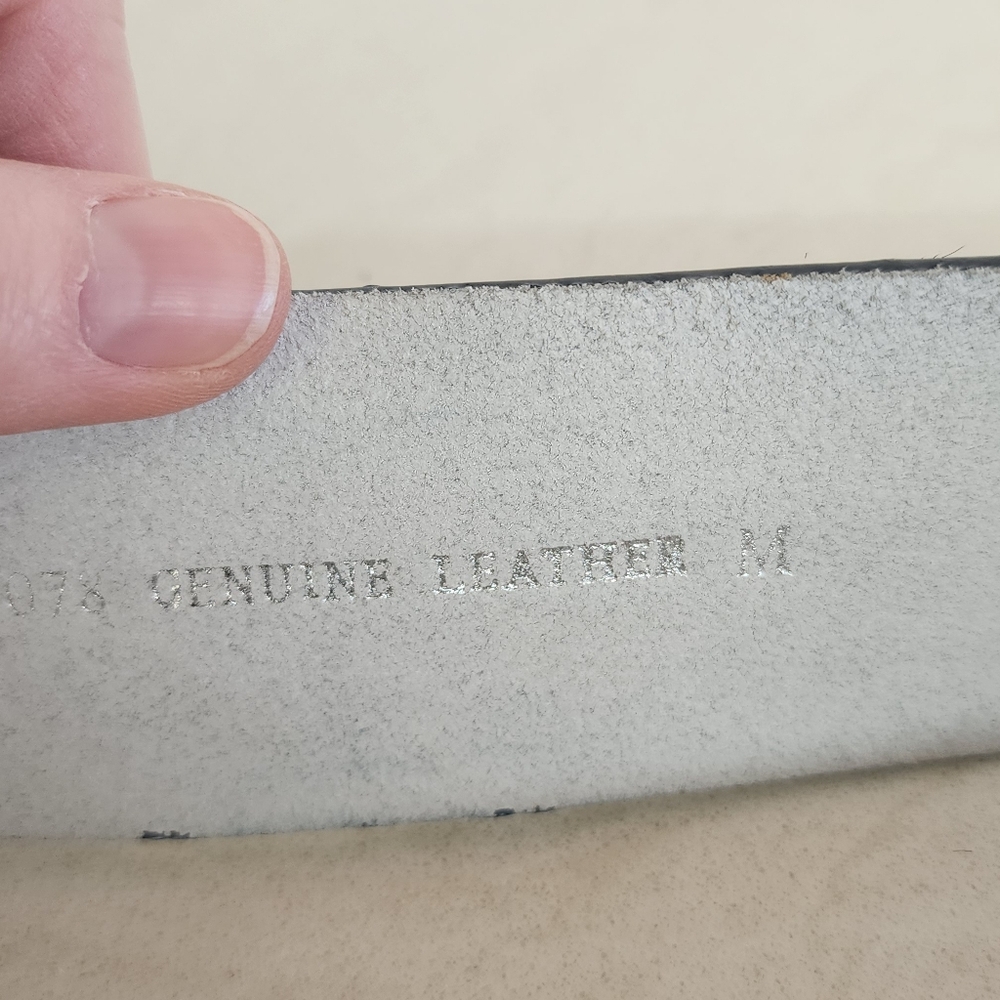 Western Genuine Cow Print Leather Belt with Round Silver Buckle NWOT - Picture 5 of 5